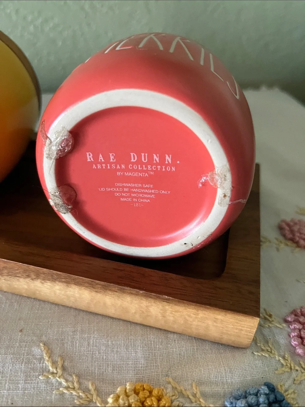 Rae Dunn Ceramic Pantry Jars – NUTS & CHERRIES – Yellow & Coral